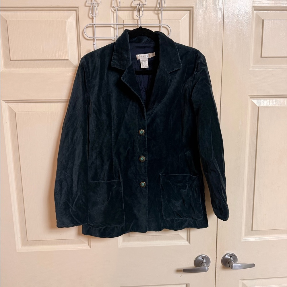 VTG 90s Tweed Blue Velvet Unique Blazer Jacket